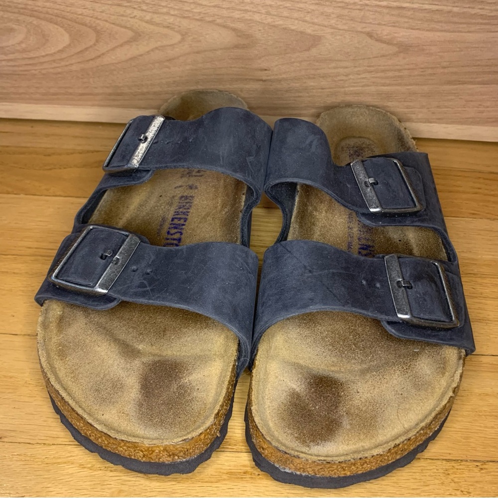 Black Suede Double-Buckle Slide Sandals - Birkenstock Style - Picture 3 of 7